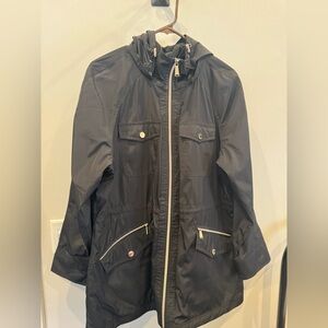 Michael Kors Black Hooded Rain Jacket (XL)